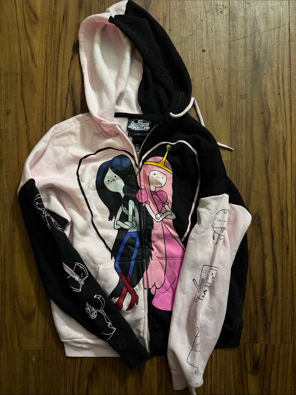 Adventure Time Pink & Black Princess Bubblegum and Marceline Zip Hoodie
